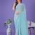 sky blue color linen cotton woven saree with blouse
