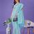 sky blue color linen cotton woven saree with blouse