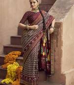 grey soft silk blend ikkat printed patola saree