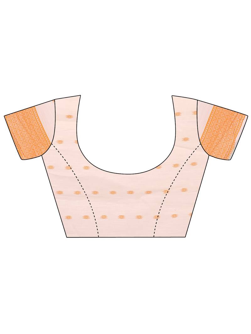 orange color linen cotton woven saree with blouse