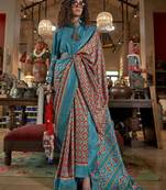 red soft silk blend ikkat printed patola saree