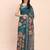 teal color digital print & zari border linen cotton saree