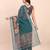 teal color digital print & zari border linen cotton saree