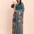 teal color digital print & zari border linen cotton saree