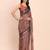 brown color digital print & zari border linen cotton saree