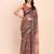 brown color digital print & zari border linen cotton saree
