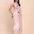 light pink color digital print & zari border linen cotton saree