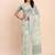 light green color digital print & zari border linen cotton saree