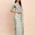 light green color digital print & zari border linen cotton saree