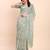 light green color digital print & zari border linen cotton saree