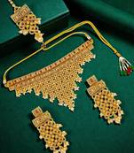 Gold plated jhalar design necklace set
