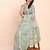 light green color digital print & zari border linen cotton saree