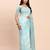 sky blue color linen cotton woven saree with blouse