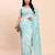 sky blue color linen cotton woven saree with blouse