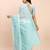 sky blue color linen cotton woven saree with blouse