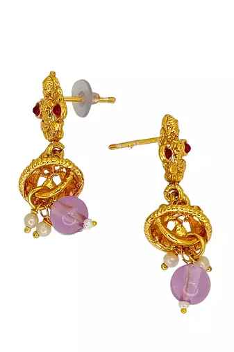 Gold plated temple design long haram jewellery set
