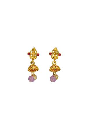 Gold plated temple design long haram jewellery set 4