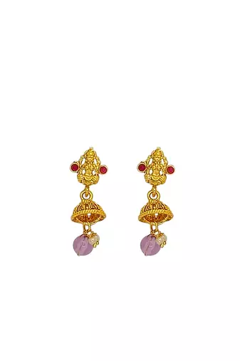 Gold plated temple design long haram jewellery set