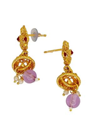 Gold plated temple design long haram jewellery set 5
