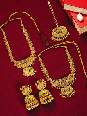 Gold plated peacock design combo jewellery set 1