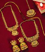 Gold plated peacock design combo jewellery set