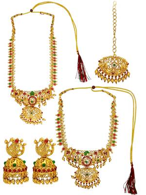 Gold plated peacock design combo jewellery set 2