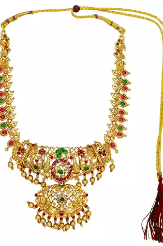 Gold plated peacock design combo jewellery set