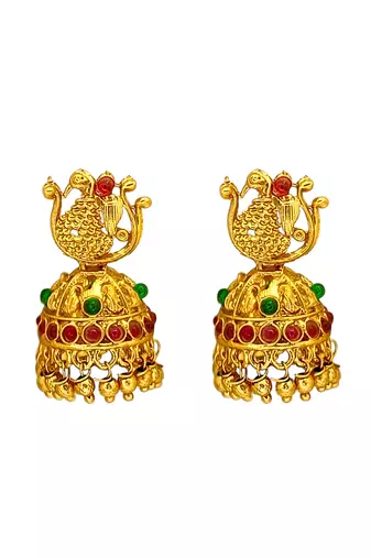 Gold plated peacock design combo jewellery set