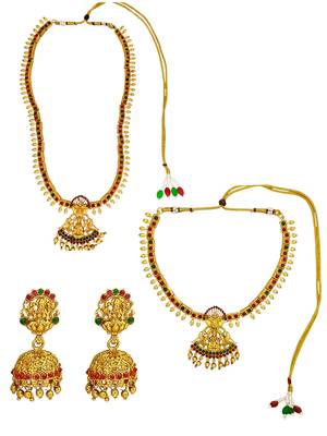 Gold plated papi temple design combo jewellery set 2