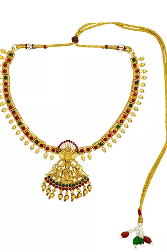 Gold plated papi temple design combo jewellery set