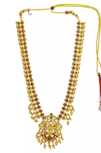 Gold plated temple design combo jewellery set