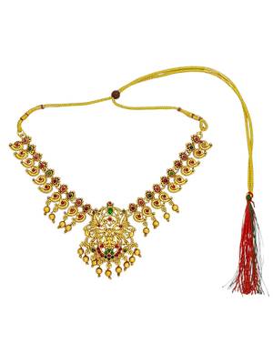 Gold plated temple design combo jewellery set 4