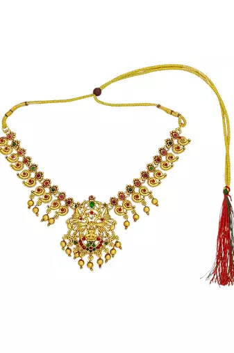 Gold plated temple design combo jewellery set