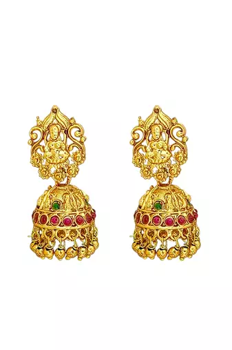 Gold plated temple design combo jewellery set