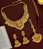 Gold plated temple design jewellery set