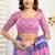 Pink blue digital printed linen ready to wear designer saree with unstitched blouse