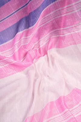 Pink blue digital printed linen ready to wear designer saree with unstitched blouse 8