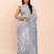 grey color linen cotton woven saree with blouse