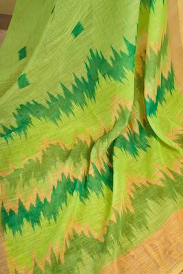 Digital printed linen ready to wear pocket saree with unstitched blouse 8