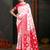 white & red color linen cotton woven work saree with blouse
