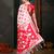 white & red color linen cotton woven work saree with blouse