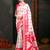 white & red color linen cotton woven work saree with blouse