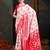 white & red color linen cotton woven work saree with blouse