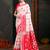 white & red color linen cotton woven work saree with blouse