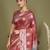 rust color linen cotton woven work flower pallu saree 