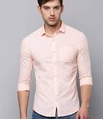 Men's long sleeves solid peach shirt