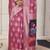pink color woven linen cotton flower & peacock pallu saree