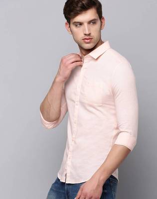 Men's long sleeves solid peach shirt 3