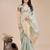 sea green color woven orgenza saree with blouse