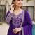Purple Embroidered Chinon Function Wear Palazzo Suit